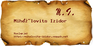 Mihálovits Izidor névjegykártya